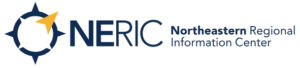 The logo of NERIC showcases a compass design with a yellow arrow, symbolizing direction and collaboration with partners, followed by the bold acronym "NERIC". To the right, in smaller text, is the full name "Northeastern Regional Information Center".