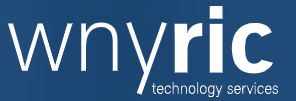 Logo featuring the text "wnyric technology services" in white on a dark blue background, symbolizing our strong partnership in technological solutions.