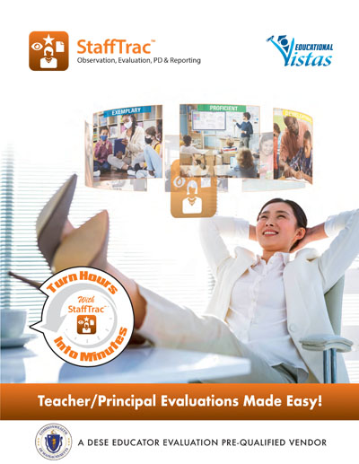 A promotional trifold for StaffTrac by Educational Vistas